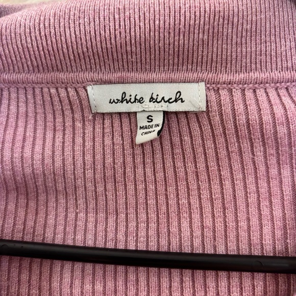 White Birch Mauve Ribbed Oversized Henley Collared Pullover Sweater Top - Picture 4 of 8